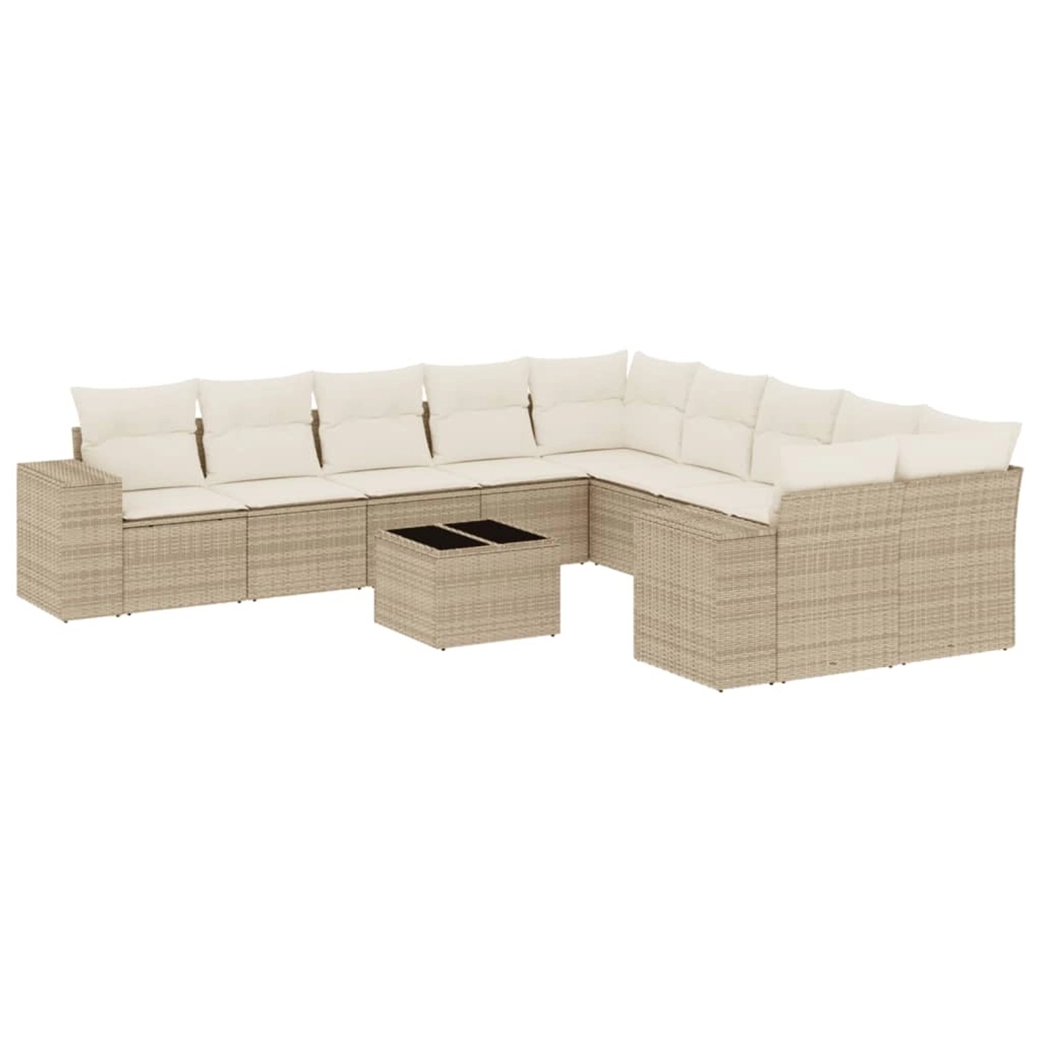 vidaXL 11-Tlg Garten-Sofagarnitur mit Kissen Beige Poly Rattan 3223117 günstig online kaufen