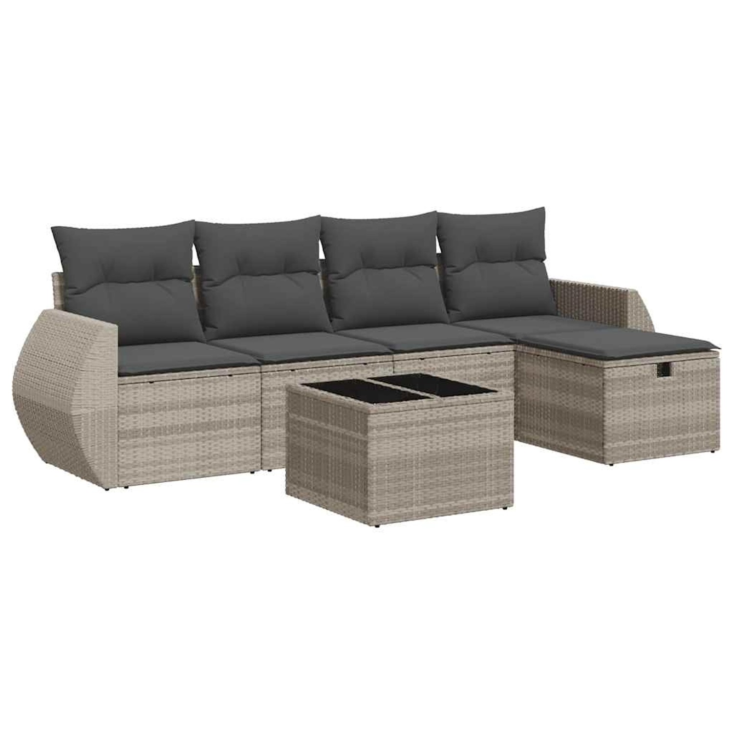 vidaXL 6-Tlg Garten-Sofagarnitur mit Kissen Hellgrau Poly Rattan 3325578 günstig online kaufen