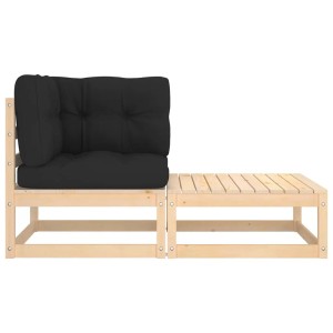 VidaXL 2-tlg. Gartenlounge-Set aus Kiefernholz mit anthrazitfarbenen Kissen.