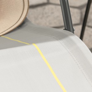 Detailaufnahme: Hellgraue SoBuy Schaukelliege mit gelbem Akzent und Metallgestell.