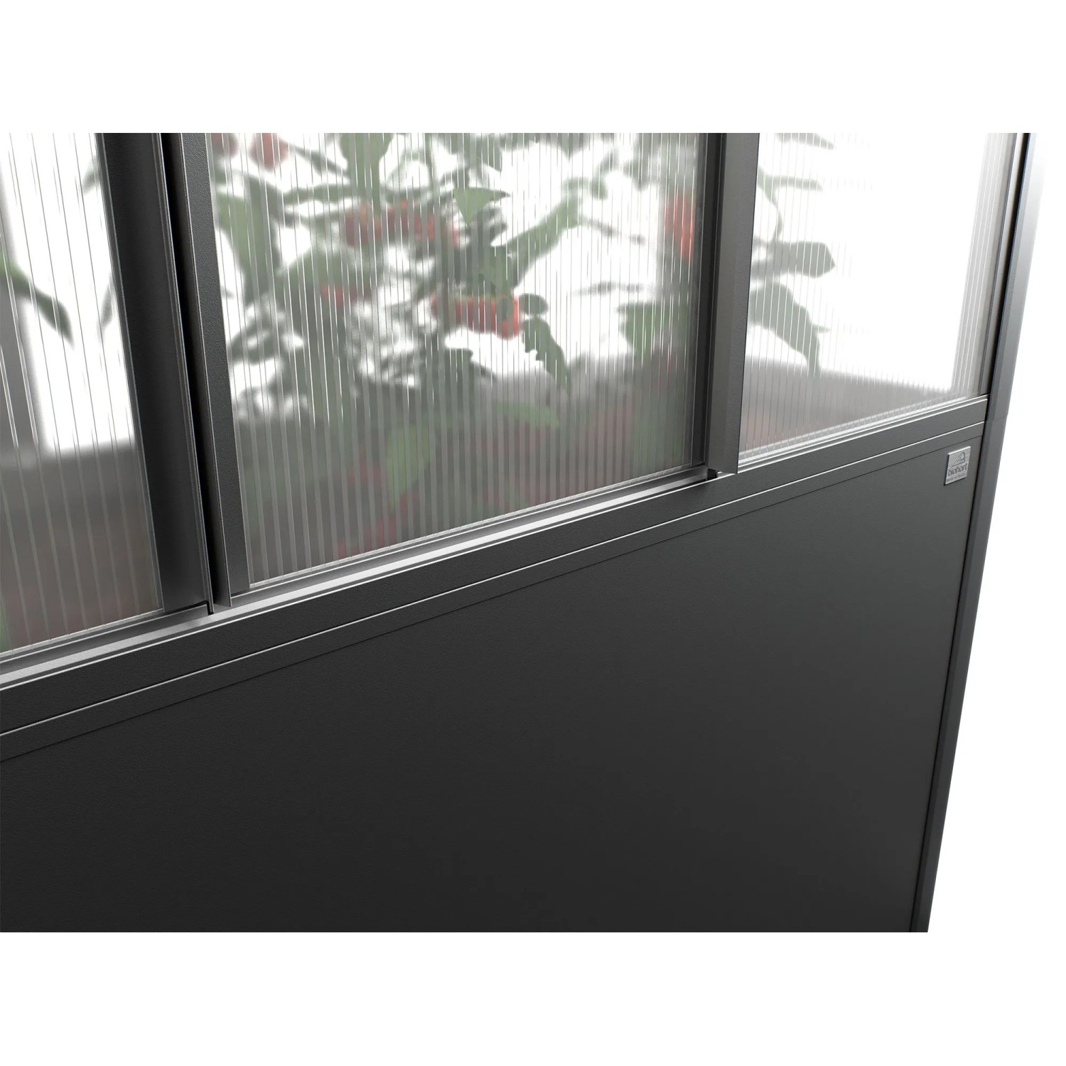 Biohort Florentina Gewächshausaufsatz für Hochbeet, dunkelgrau-metallic, Detailansicht.