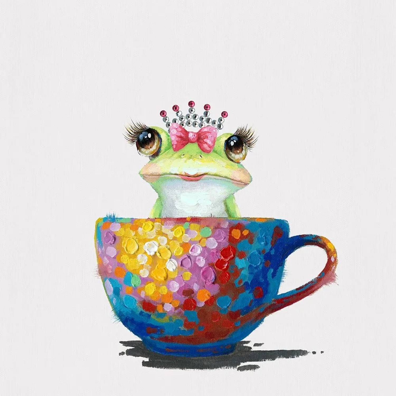 Art Universe Leinwandbild Prinzessin Frosch in der Tasse 60 x 60 cm