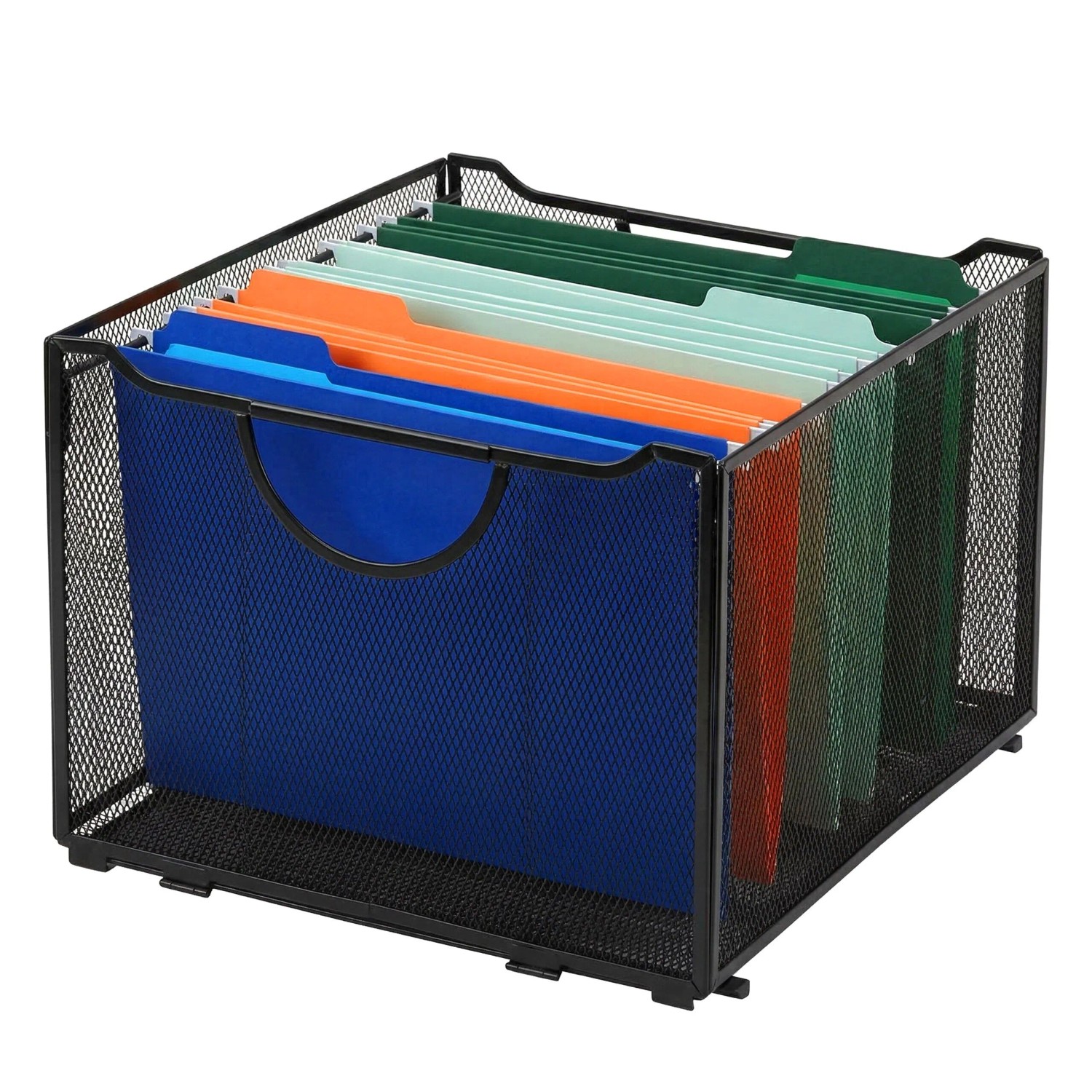Relaxdays Hängeregisterbox Stahl Schwarz Stapelbar 26 cm x 39 cm x 34 cm