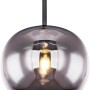 Globo Pendelleuchte Blacky, 30 cm, Metall schwarz, rauchfarbenes Glas.