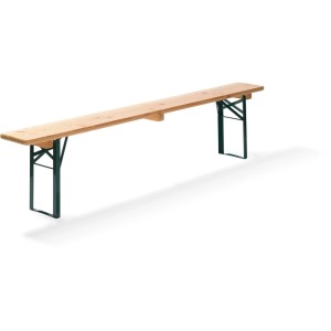 VEBA Bierbank, 220 cm, aus Holz mit grünem Metallgestell in Brauereiqualität.