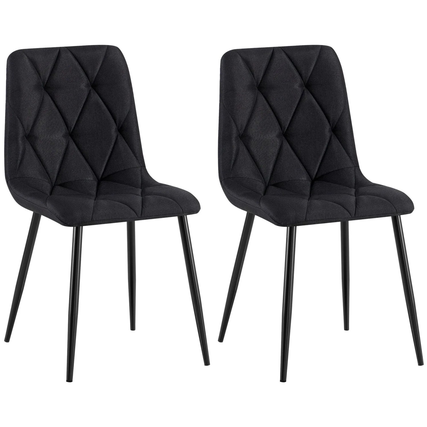 DELUKE 2er Set Esszimmerstuhl DOFAR Stoff Schwarz 45x55x85cm Essstühle Esszimmerstühle Küchenstühle Wohnzimmerstühle
