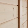 Detailansicht der unbehandelten Holzwand des Bertilo Gartenhauses mit Pultdach.