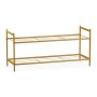 Relaxdays Schuhregal Metall Gold 2 Ebenen 33,5 cm x 69,5 cm x 26 cm 1,2 kg