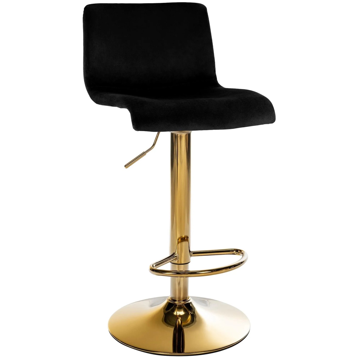 DELUKE Barhocker PESAN Samt Schwarz 39x36x83cm Gold Barstuhl Höhenverstellbar Mit Lehne Drehbar Tresenhocker Tresenstuhl