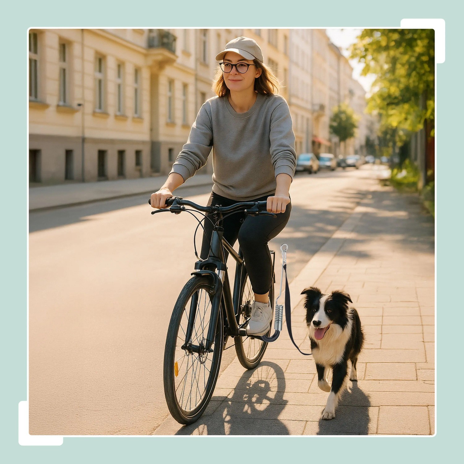 Relaxdays Fahrradleine für Hunde Stahl Schwarz Abstandshalter Mit Feder 44 cm x 190 cm x 8 cm 1,1 kg_3