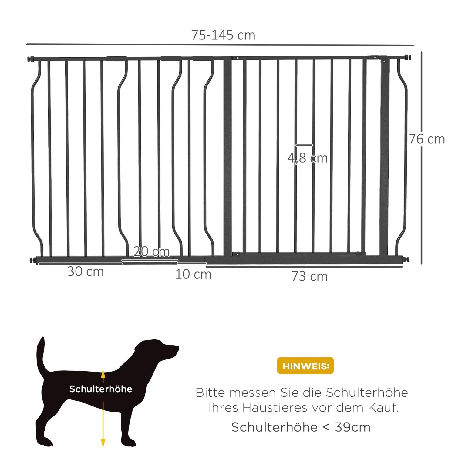 PawHut Hunde Türschutzgitter 75-145 cm_4