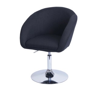 Anthrazitfarbener MCW Esszimmerstuhl F19 aus Stoff mit verchromtem Fuß.