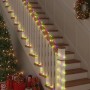 Mehrfarbiges LED Lichtseil (10 m) von vidaXL dekoriert Treppe zur Weihnachtszeit.