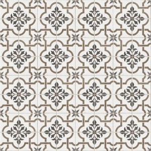 Cersanit Bodenfliese Albergo mit floralem Muster in Beige und Grau, 42x42 cm.
