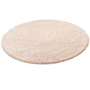 Runder, beiger Hochflor Teppich Milano von Snapstyle, 160x160 cm.