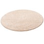 Runder, beiger Hochflor Teppich Milano von Snapstyle, 160x160 cm.