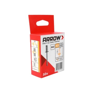 Packung Arrow Blindniete RA Alu, Ø 5 x 10 mm, 50 Stück. Für Nietarbeiten mit Zangen.