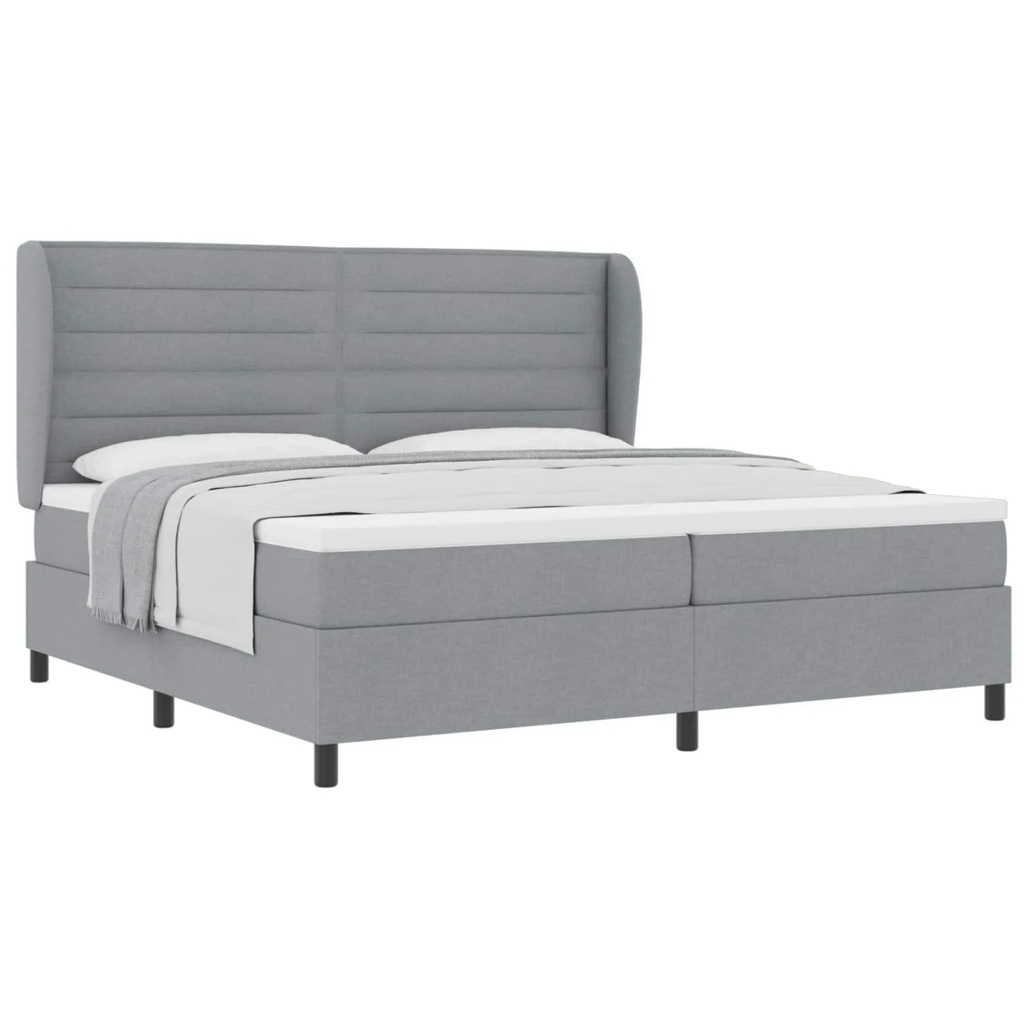 vidaXL Boxspringbett mit Matratze Hellgrau 200 x 200 cm Stoff 3340522 günstig online kaufen