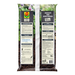 Sack Compo Bio Anzucht- und Kräutererde, torffrei, 10 Liter. Bio-Erde für Aussaat und Kräuter.