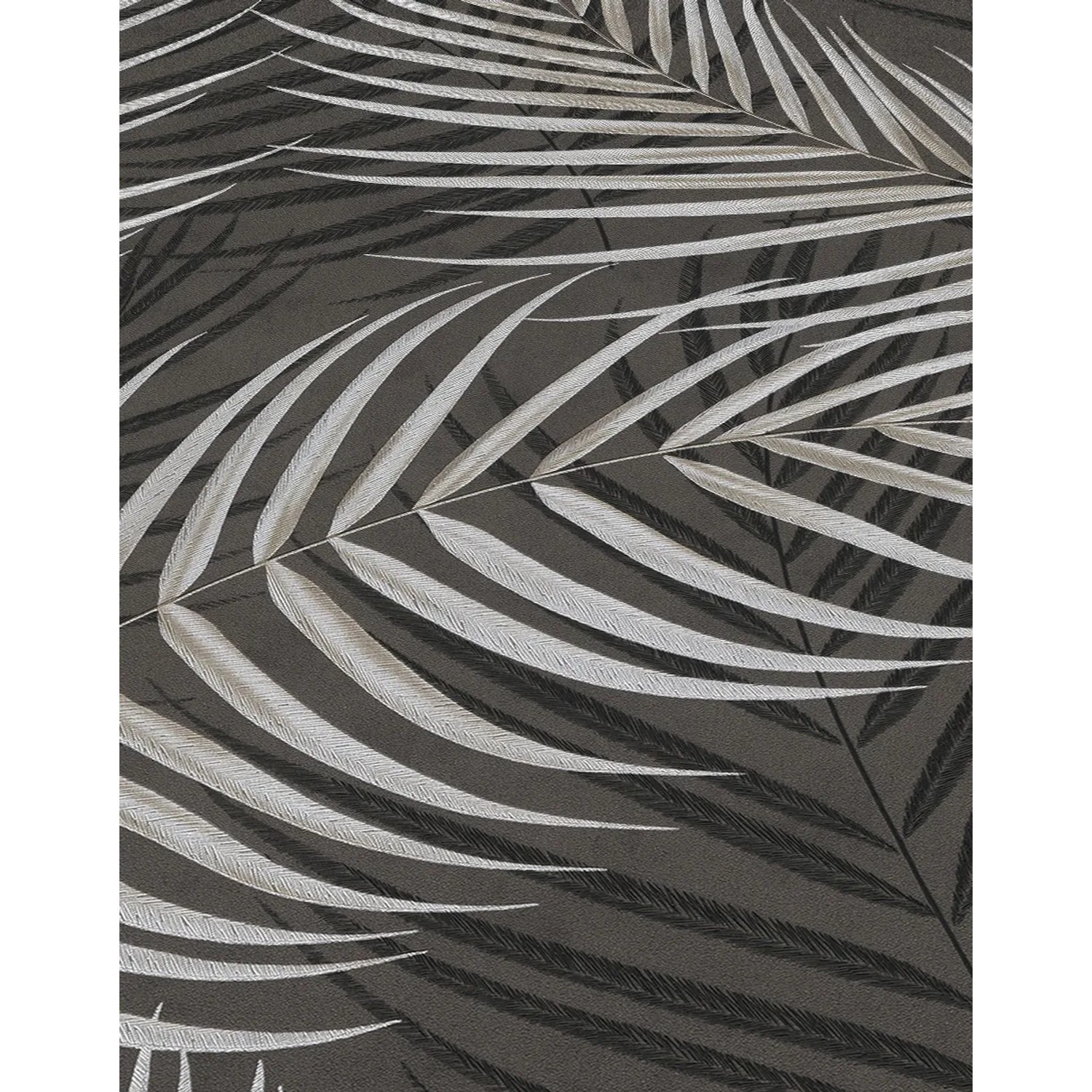 Erismann Vliestapete mit Palmblätter-Motiv, grau. Dekorative Tapete für Wandgestaltung.