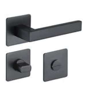 MeinTürgriff Drückergarnitur Trento Flachrosette Schwarz Türdrücker Eckig WC