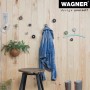Wand mit Wagner Wandhaken-Set Dot WH 0200 in Schwarz, mit Jacke, Pflanze und Deko.