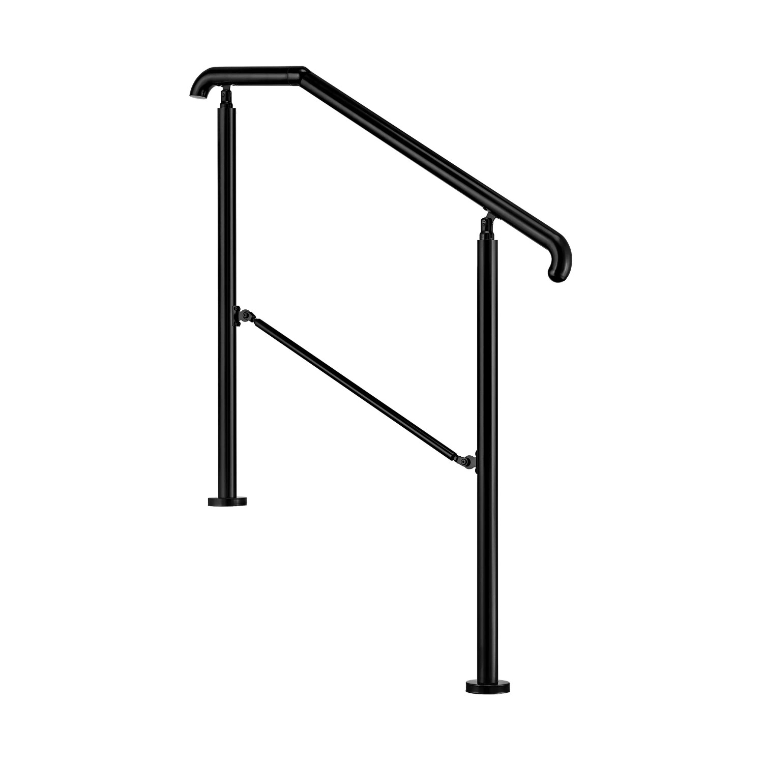 AICA Edelstahl-Eingangsgeländer 108 cm Schwarz für 2 oder 3 Stufen