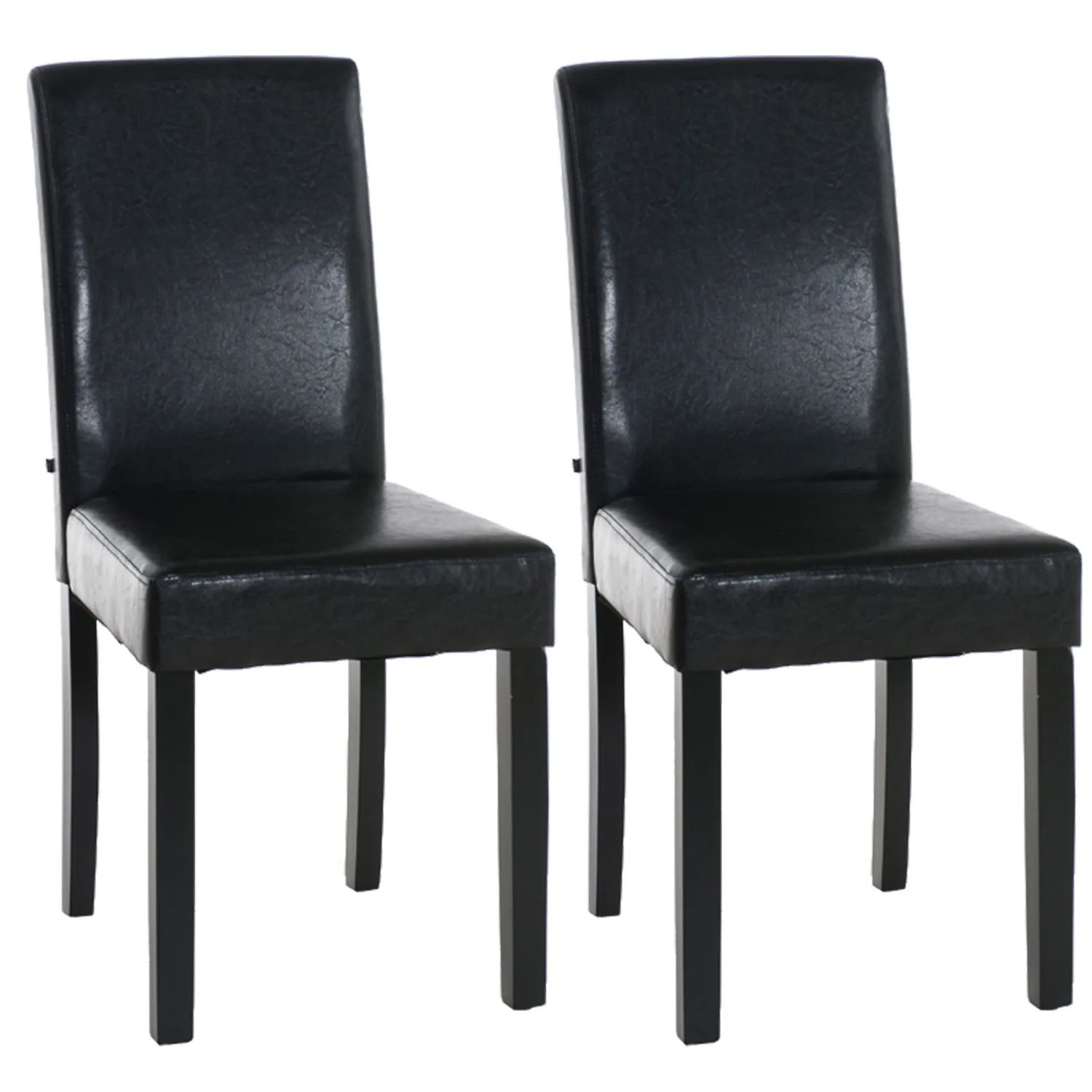 DELUKE 2er Set Esszimmerstuhl DALAN Kunstleder Braun 41x47x91cm Schwarz Essstühle Esszimmerstühle Küchenstühle Wohnzimmerstühle