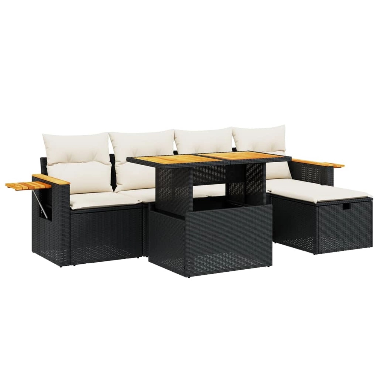 vidaXL 6-Tlg Garten-Sofagarnitur mit Kissen Schwarz Poly Rattan 3276136 günstig online kaufen