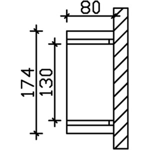 Technische Zeichnung: Skan Holz Haustür-Vordach Rostock 1, Eiche hell lasiert, Maße 174x80 cm.
