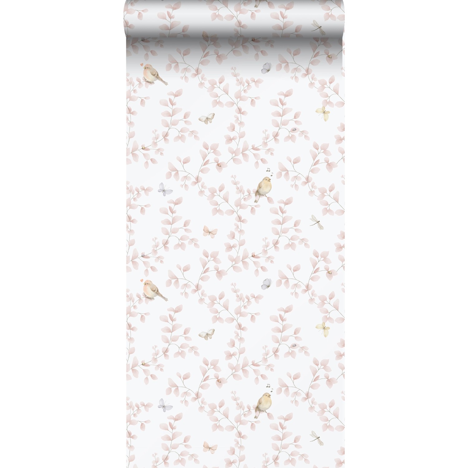 Sanders & Sanders Tapete Blumen und Vögel Hellrosa und Weiß 53 cm x 10.05 m günstig online kaufen