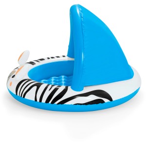 Bestway Planschbecken Safari Sun mit Zebra-Design und blauem Sonnenschutzdach.