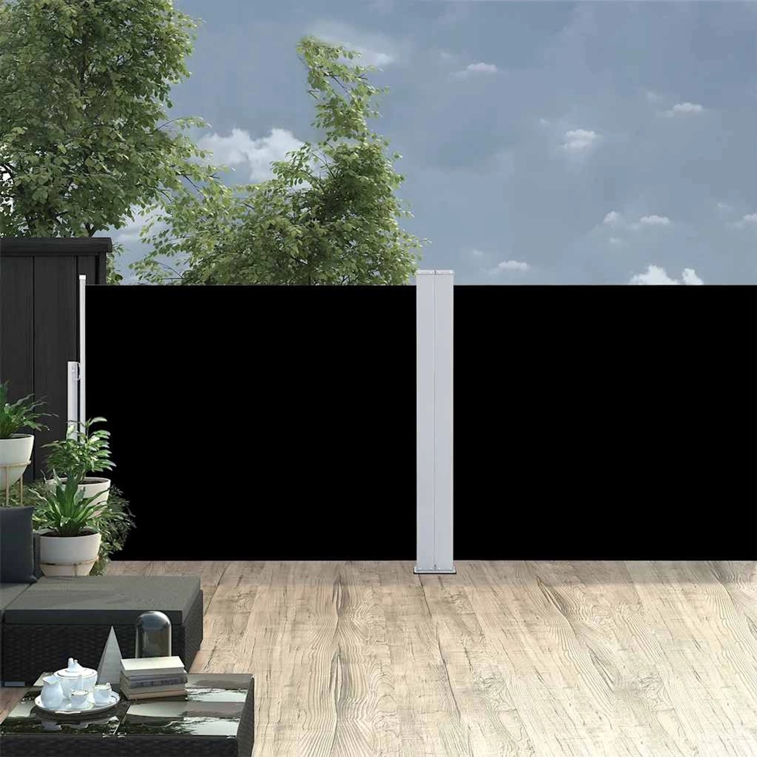 furnicato Ausziehbare Seitenmarkise 140x1200 cm Schwarz günstig online kaufen
