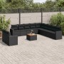 Schwarze 12-tlg. vidaXL Garten-Sofagarnitur aus Poly Rattan mit Kissen.
