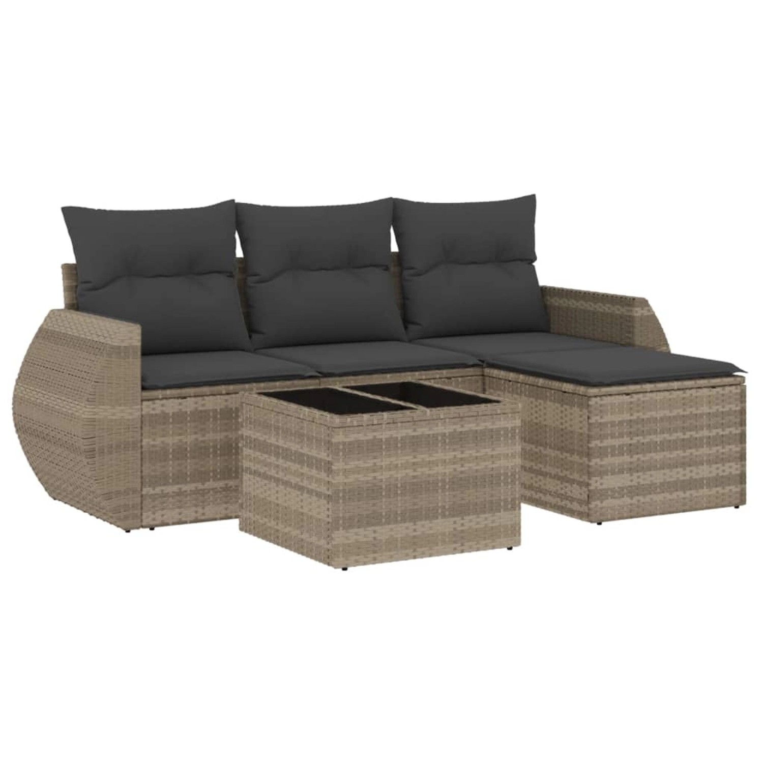 vidaXL 5-Tlg Garten-Sofagarnitur mit Kissen Hellgrau Poly Rattan 3253619 günstig online kaufen