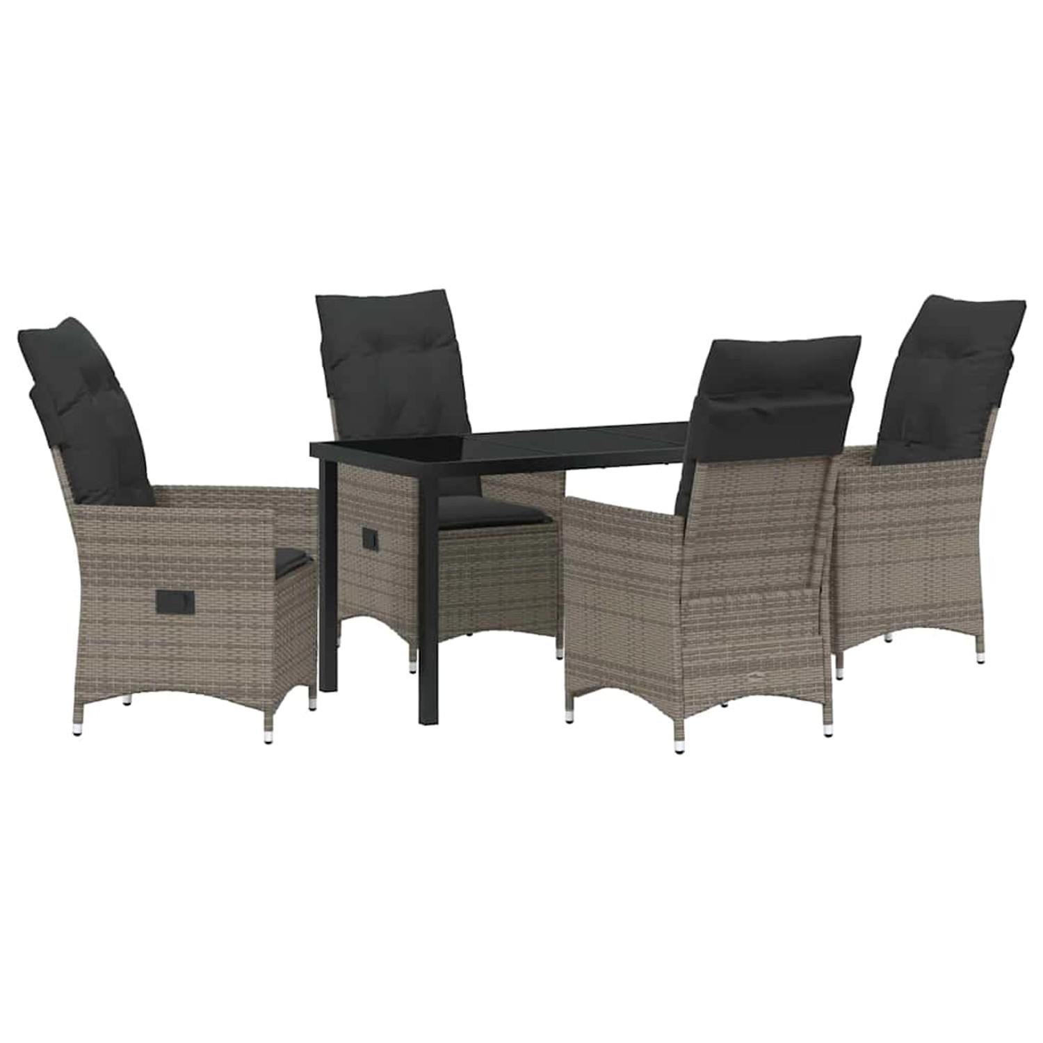 vidaXL Garten Essgruppe mit Kissen 5-Tlg Grau Poly Rattan 3379550 günstig online kaufen