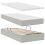 Hellgraues vidaXL Bett mit LED-Leisten, 200x200 cm, Samtbezug.