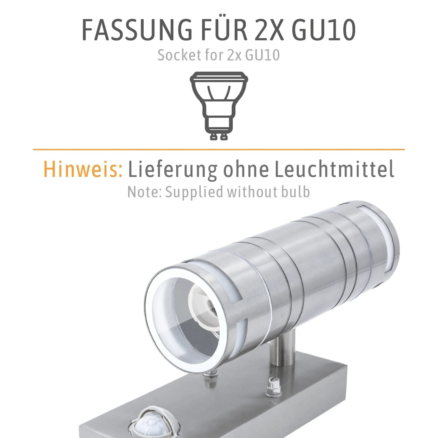 2er Set LED Außen-Wandleuchten TIRA Up & Down – IP44, Edelstahl, Warmweiß, 230V
