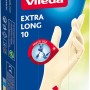 Vileda Einmalhandschuhe Natural Latex Extra Long, Größe S/M, 10 Stück, für Haushalt und mehr.