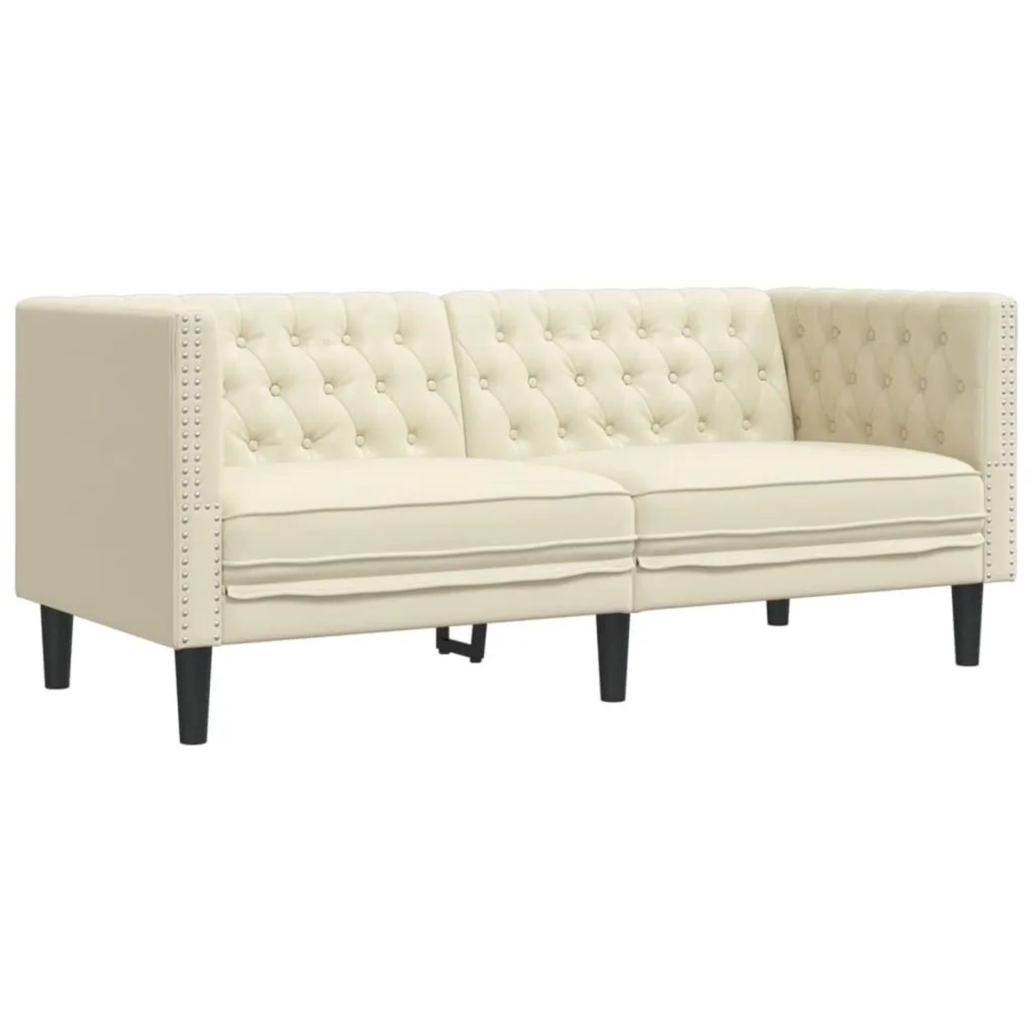 Thumbnail - vidaXL Chesterfield-Sofa 2-Sitzer Creme Kunstleder 372660