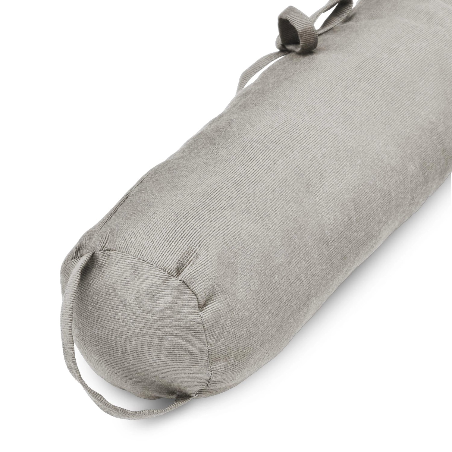 Beautissu Viento Zugluftstopper, 90cm, hellgrau, mit Schlaufe und Befestigungsbändern.