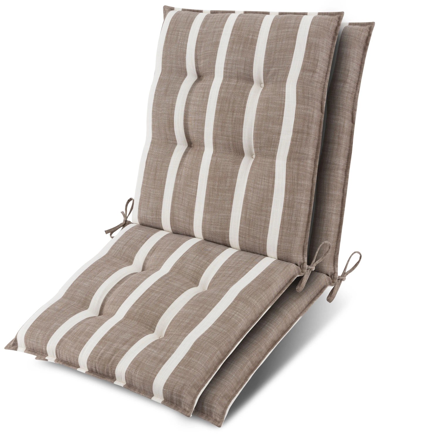 Beautissu 2x Niederlehner Auflage Sun-NL 100x50x8cm Beige-Weiß-Gestreift
