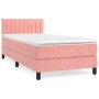 Rosa vidaXL Boxspringbett mit Matratze, Samt, 90x190 cm. Bett mit Kopfteil und Matratzenauflage.