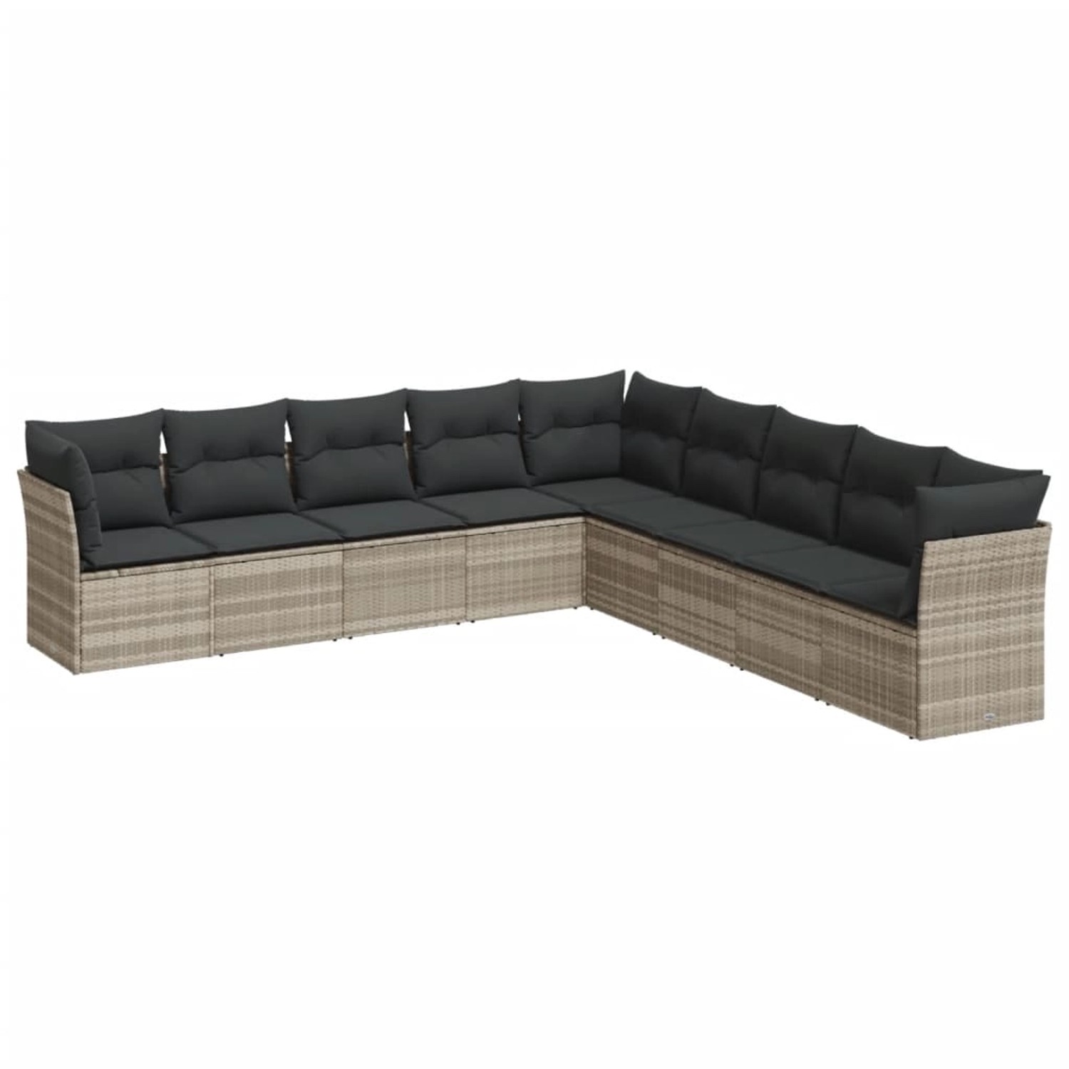 vidaXL 9-Tlg Garten-Sofagarnitur mit Kissen Hellgrau Poly Rattan 3217782 günstig online kaufen