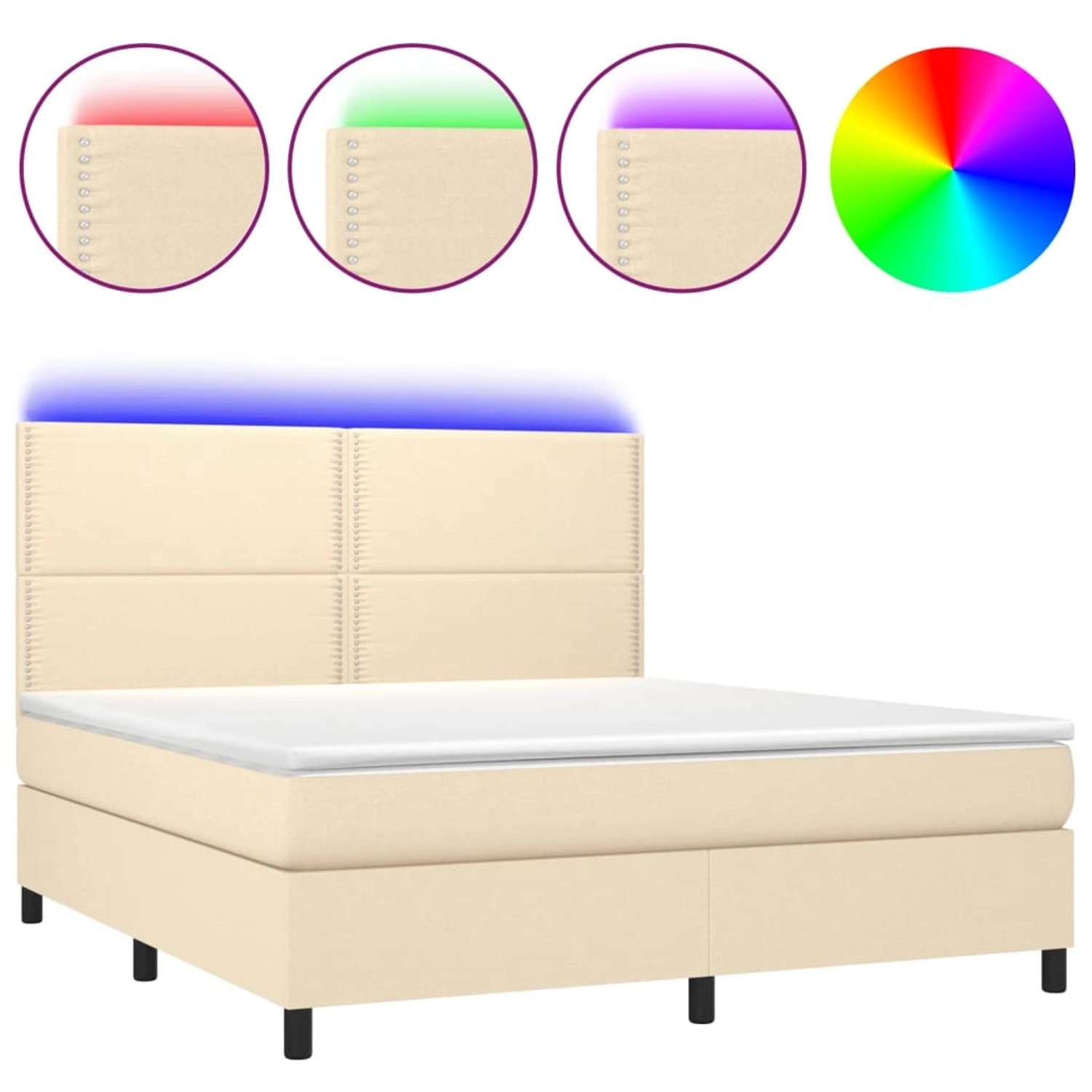 vidaXL Boxspringbett mit Matratze & LED Creme 160x200 cm Stoff1383334 günstig online kaufen