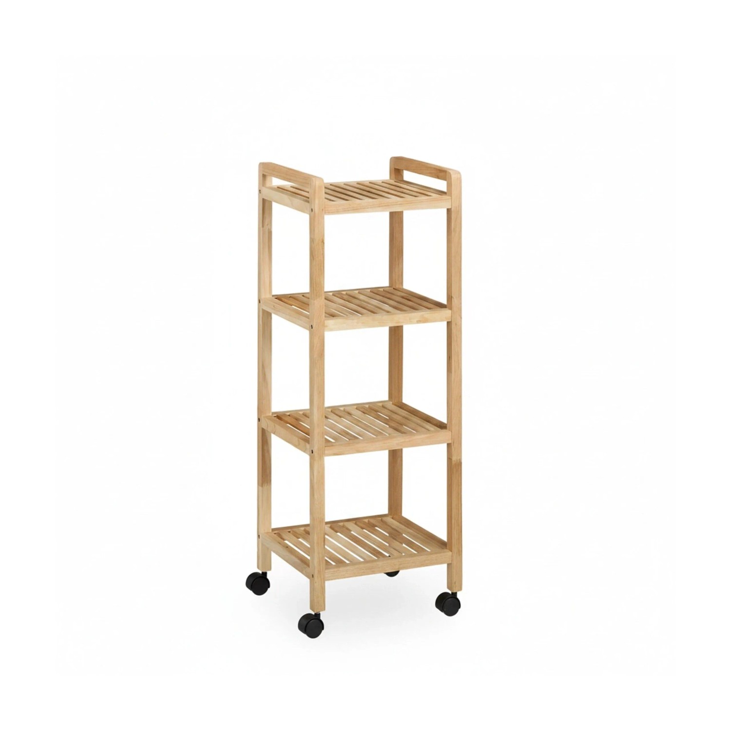 Relaxdays Badregal Holz Natur mit Rollen 97 cm x 35 cm x 31 cm 3,7 kg