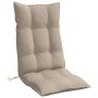Taupe Hochlehner-Auflage aus Oxford-Gewebe, gepolstert und gesteppt, mit Bindebändern. Ideal als Sitzkissen.