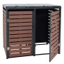 Mülltonnenbox Proregal XL für 2/4 Tonnen, Walnuss-Holzoptik, mit WPC-Lamellen und Metallrahmen.
