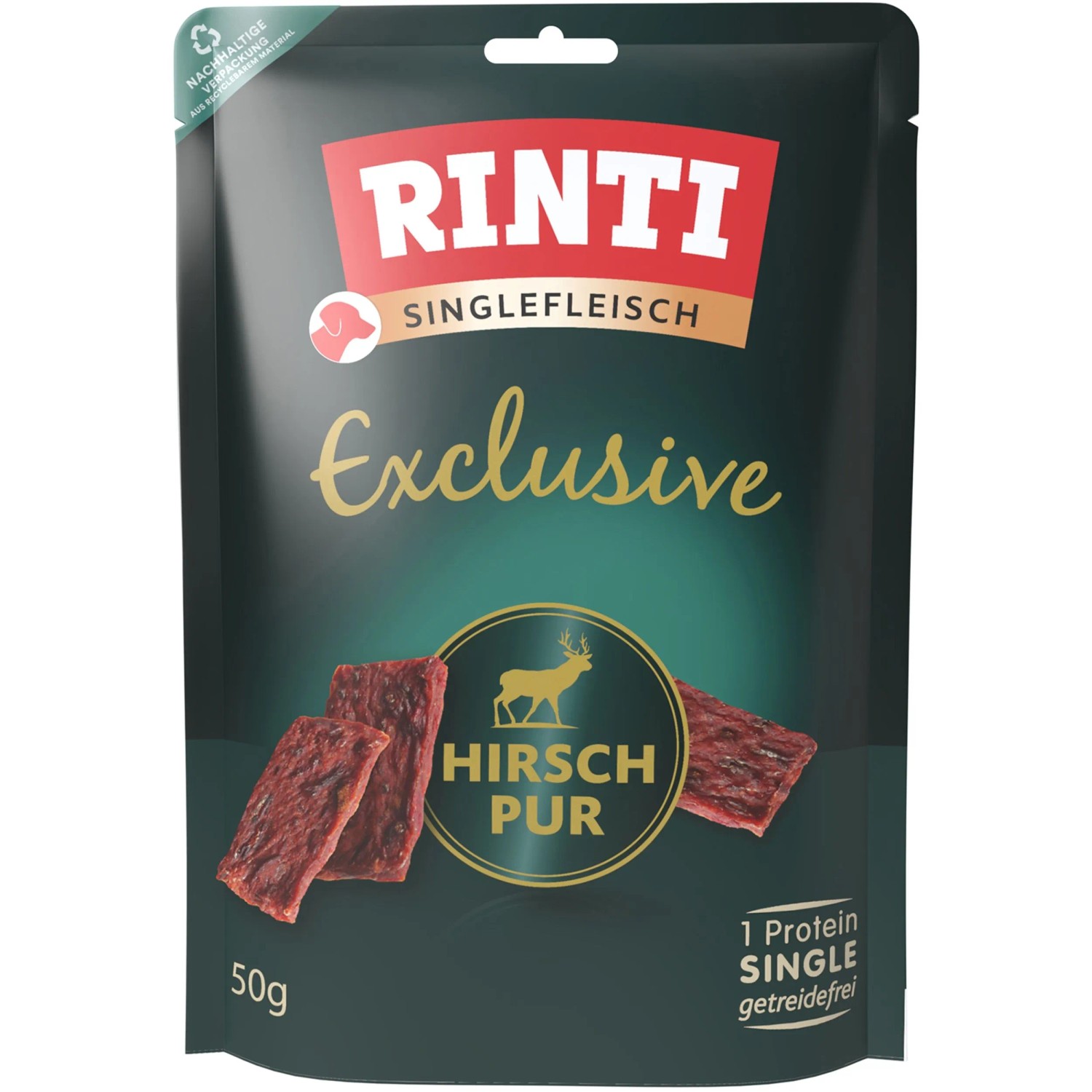 Rinti Hunde-Fleischstreifen Singlefleisch Exclusive Hirsch 50 g