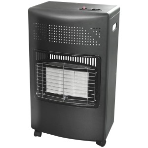 Schwarzer TroniTechnik Gasheizer 4.2 kW mit drei Heizstufen und Schutzgitter.